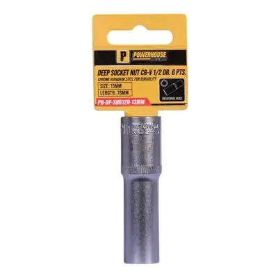 Powerhouse Deep Socket Nut CR-V 6 Points 1/2 Drive 9mm