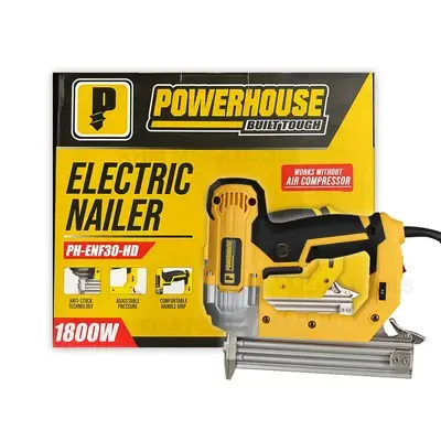 Powerhouse Electric Nailer Gun with Adjustable Pressure and Anti- Stuck Technology 1,800W