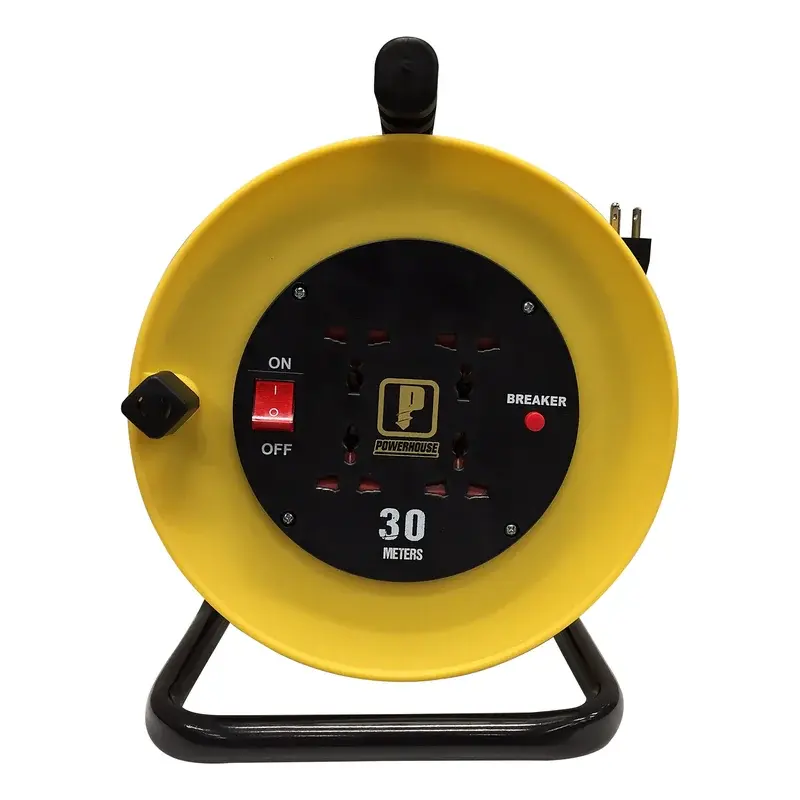 Powerhouse Heavy Duty Extension Wheel 30m 4 Gang Universal Outlet 13A 3150W w/ Overload Protection