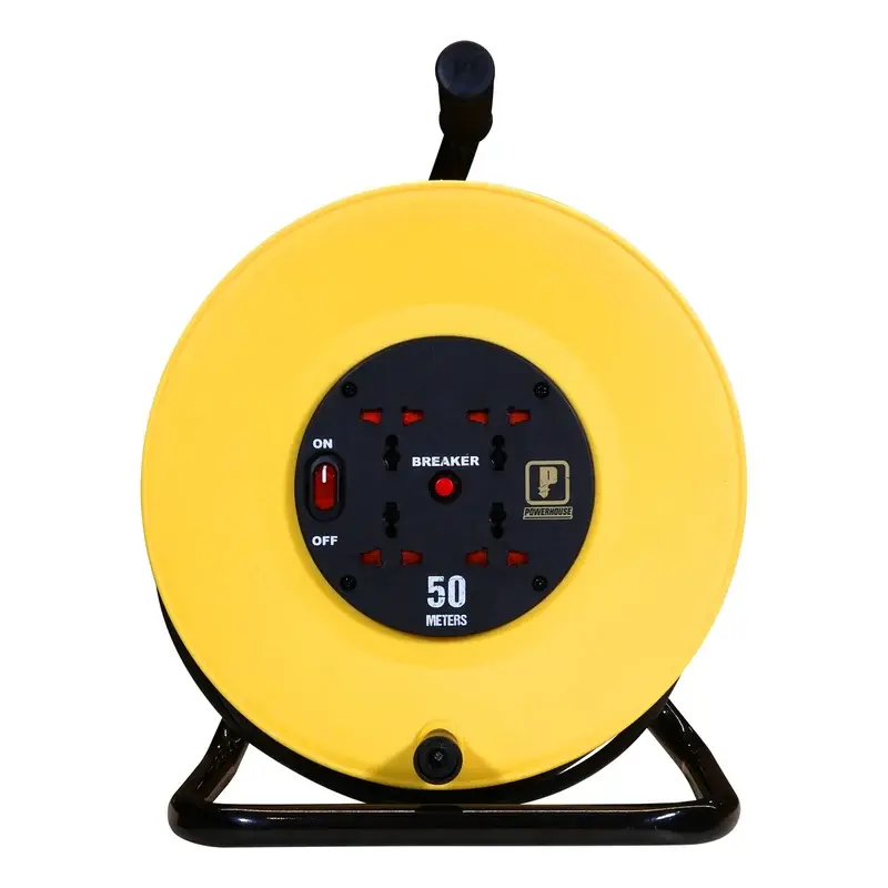 Powerhouse Heavy Duty Extension Wheel 50m 4 Gang Universal Outlet 13A w/ Overload Protection