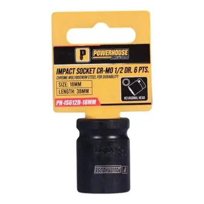 Powerhouse Impact Socket Nut CR-V 6 Points 1/2 Drive 18mm