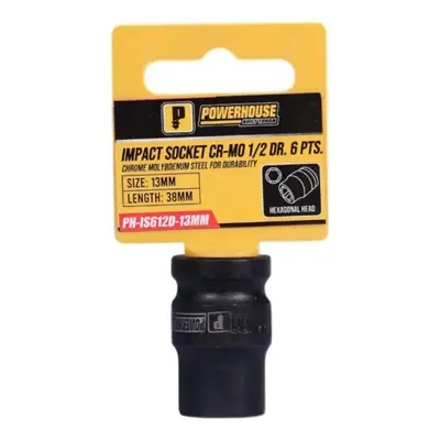 Powerhouse Impact Socket Nut CR-V 6 Points 1/2 Drive 13mm