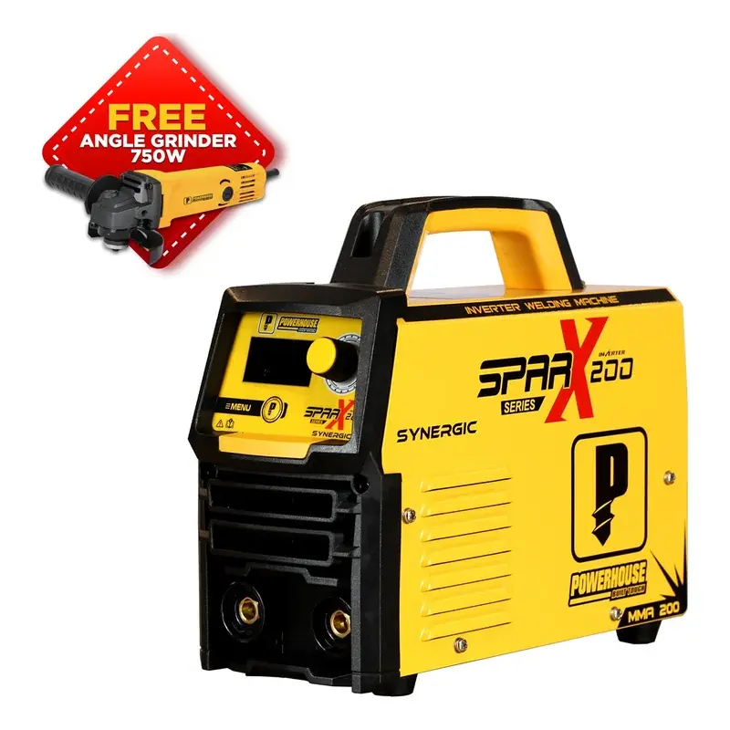 Powerhouse Inverter Welding Machine Sparx Series Power Arc MMA-200A w/ Free Angle Grinder 750W