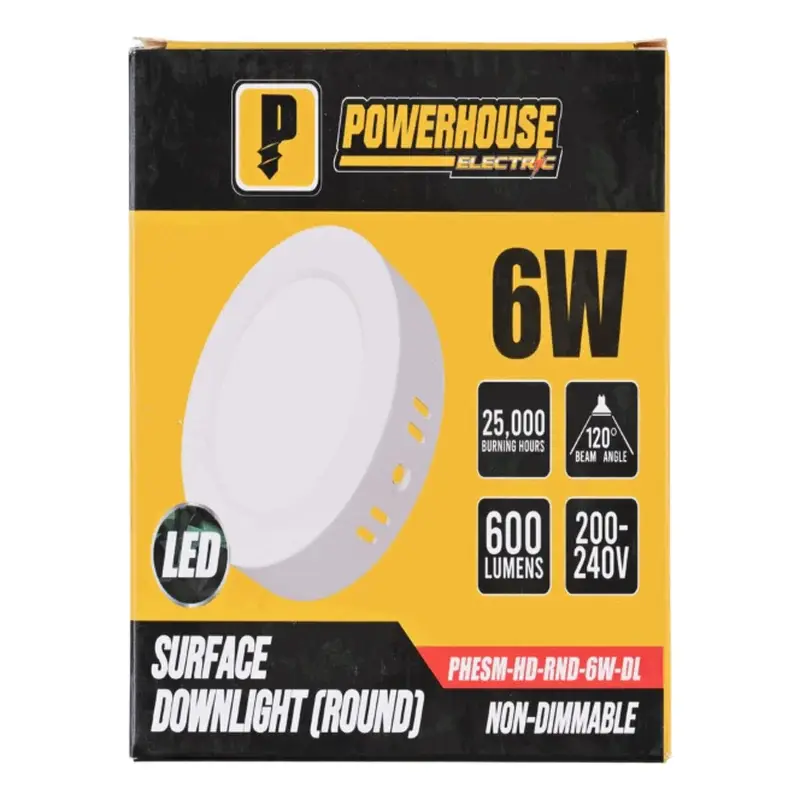Powerhouse LED Surface Mounted Downlight Round Day Light HD 7" 6500K 12W