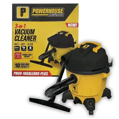 Powerhouse Wet & Dry Vacuum Cleaner 1,400W 10 Gallons Plus Socket
