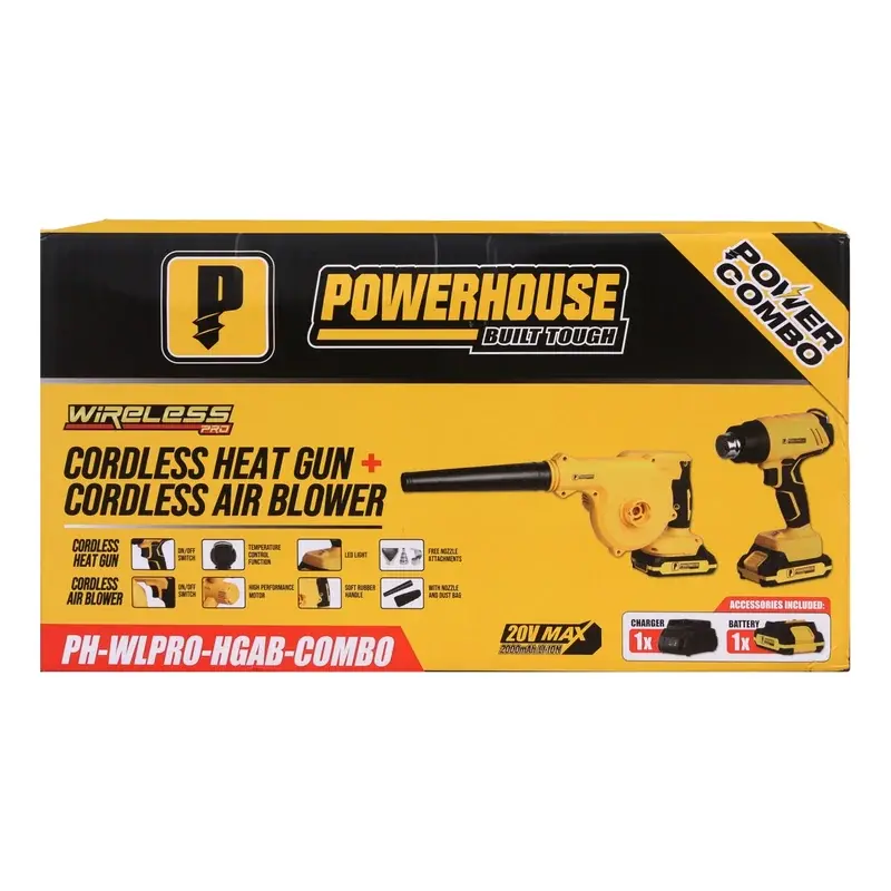 Powerhouse Power Combo Cordless Heat Gun 20V and Cordless Air Blower 20V Set