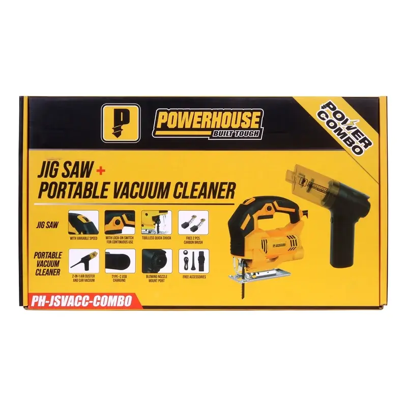 Powerhouse Power Combo Jigsaw 500W and Portable Vacuum Cleaner 55W Set