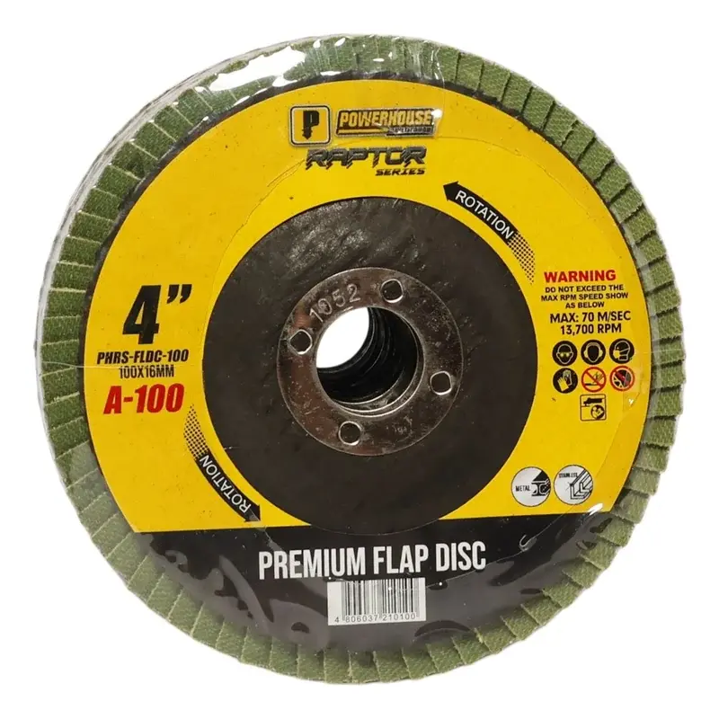 Powerhouse Raptor Series Abrasive Premium Flap Disc 4" 100x16mm A-100