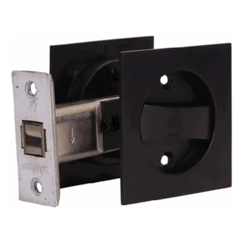 Powerhouse Square Swing and Sliding Door Lock Bathroom Black 66mm x 66mm