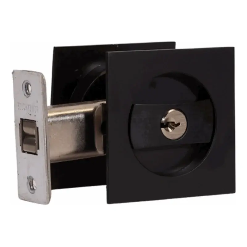 Powerhouse Square Swing and Sliding Door Lock Entrance Black 66mm x 66mm