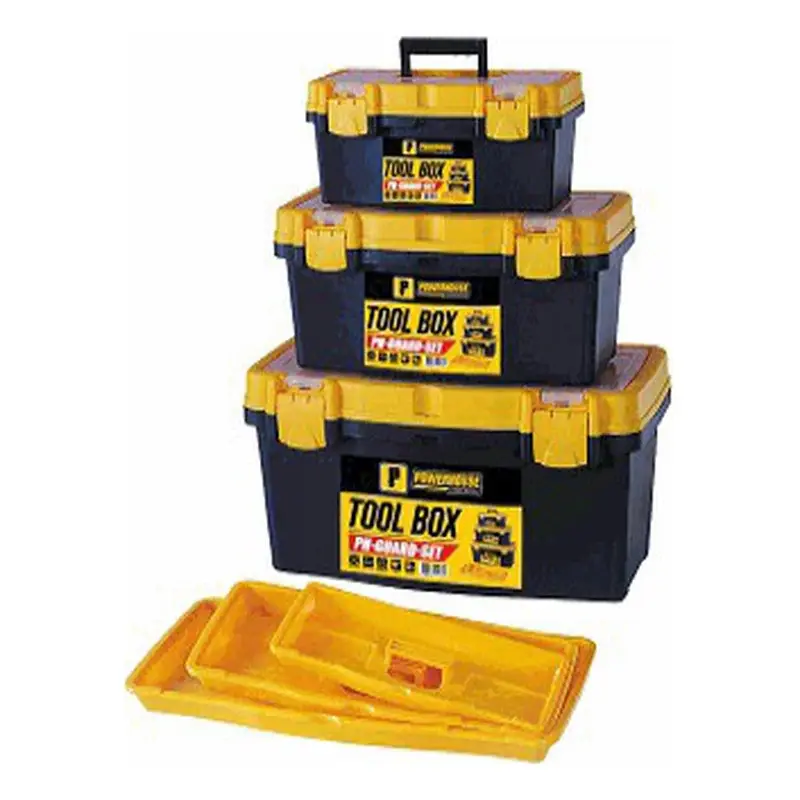 Powerhouse Tool Guard Series Plastic Tool Box Set Yellow and Black 12"+16"+19"