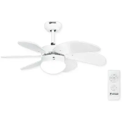 Powerhouse Turbo Ceiling Fan AC Motor 36" w/ LED Light & Remote Control Matte White