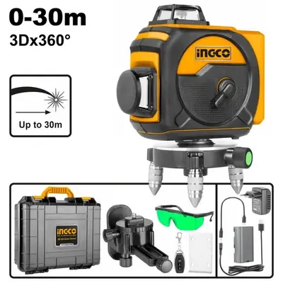 Ingco HLL255245 3D x 360° Line Laser Level (Green) [4000 mAh]