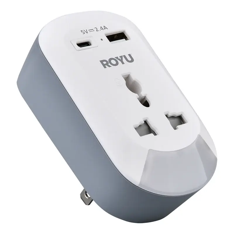 Royu 1 Gang Wall Adapter with Night Light & 2 USB Ports 10A