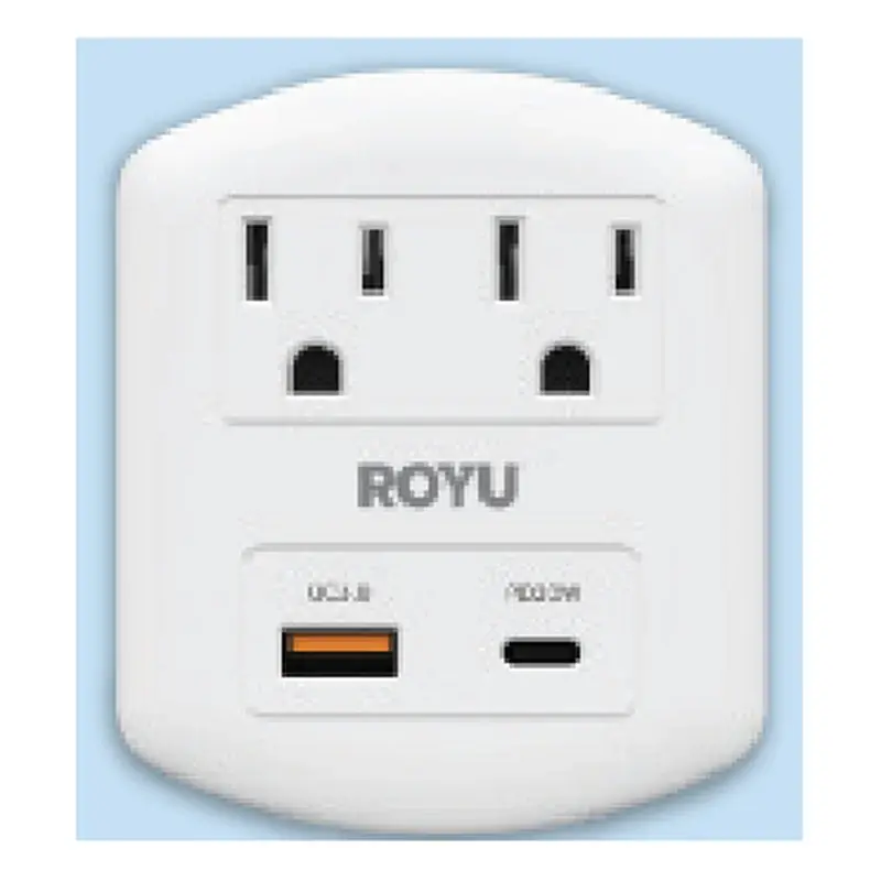Royu 2 Gang Wall Adapter with Fast Charging USB Ports 10A