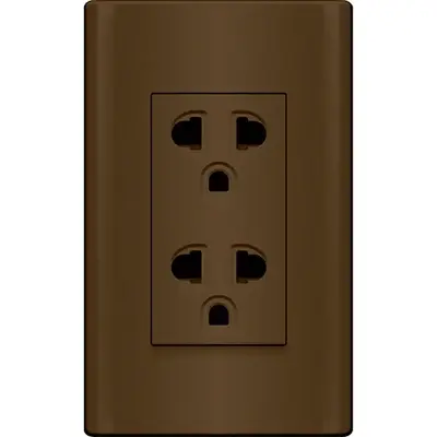 Royu Plano Duplex Universal Outlet with Ground & Shutter Set 15A Dark Wood
