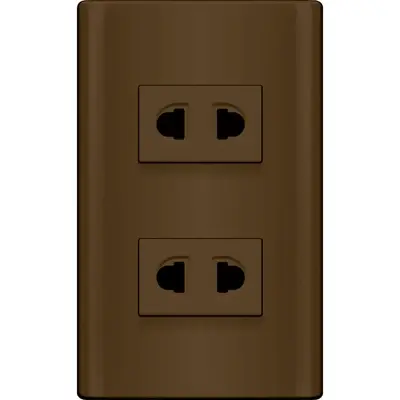 Royu Plano 2 Gang Universal Outlet Set 15A Dark Wood
