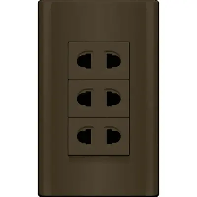Royu Plano 3 Gang Universal Outlet Set 15A Dark Gray