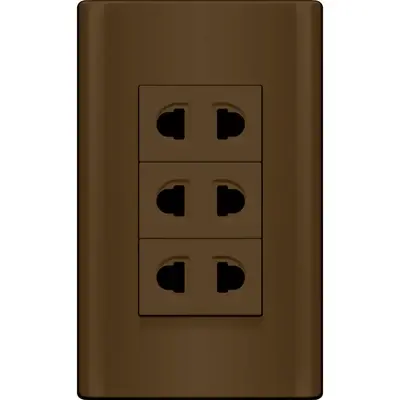 Royu Plano 3 Gang Universal Outlet Set 15A White