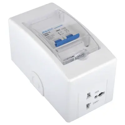 Royu Mini Safety Breaker with Cover & Outlet DIN Rail 2P 20A