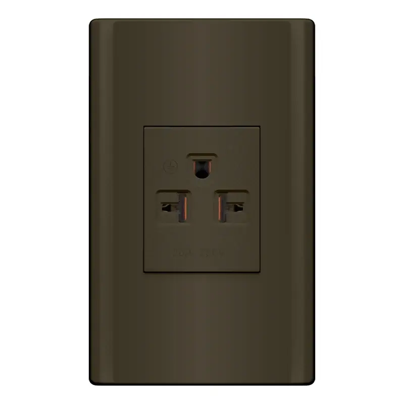 Royu Plano 1 Gang Tandem Aircon Outlet Set 20A Dark Wood