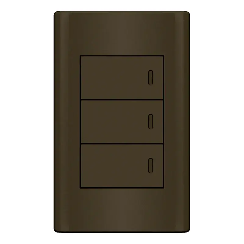 Royu Plano 3 Gang 3-Way Switch Set 16A Dark Wood