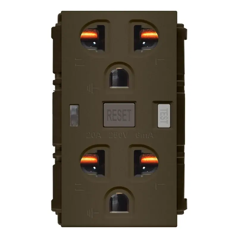Royu Plano Duplex GFCI Outlet 20A 6mA Dark Wood
