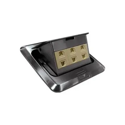 Royu Classic Series Square Floor Receptacle with 3 Gang Universal Outlet Zinc 10A