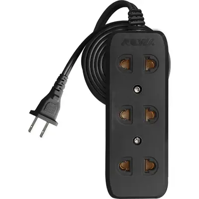 Royu Extension Cord Universal Outlet 3 Gang 5m Black