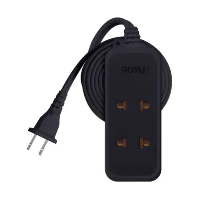 Royu Extension Cord Universal + Flat Pin Outlet 2+1 Gang 6m Black Polybag