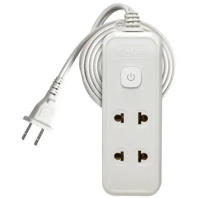 Royu Extension Cord Push Button Switch with Light Universal + Flat Pin 2+1 Gang 9m White Polybag