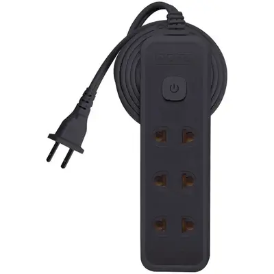 Royu Extension Cord Push Button Switch with Light Universal + Flat Pin 3+1 Gang 6m White Polybag
