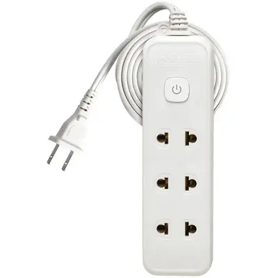 Royu Extension Cord Push Button Switch with Light Universal + Flat Pin 3+1 Gang 9m White Polybag