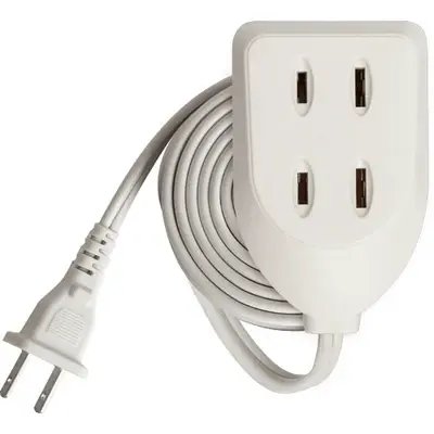 Royu Extension Cord Flat Pin Outlet 2 Front + 1 Back 2+1 Gang 3m White