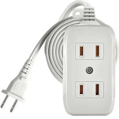 Royu Extension Cord Flat Pin Outlet with Hole Hanger 2+1 Gang 3m White