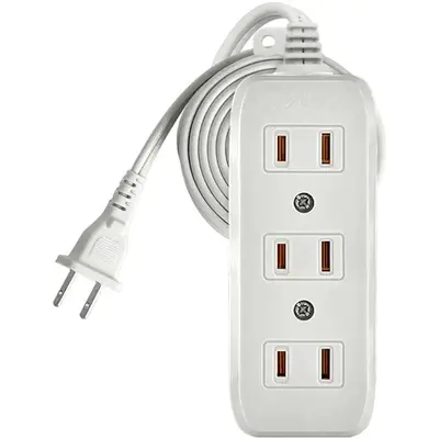 Royu Extension Cord Flat Pin Outlet with Hole Hanger 3+1 Gang 4m White