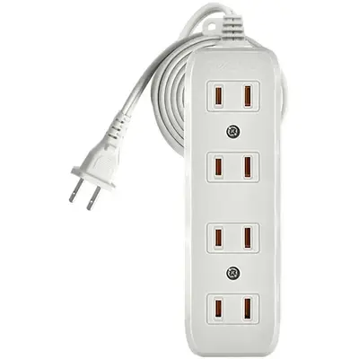 Royu Extension Cord Flat Pin Outlet with Hole Hanger 4+1 Gang 4m White