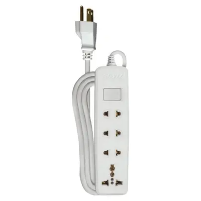 Royu Universal Extension Cord with 1 Main Switch 4 Gang 2m White