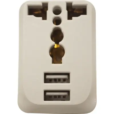 Royu International Adapter with 2 USB Ports 10A White