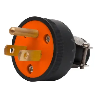 Royu PVC Plug with Ground and Clamp 15A Black