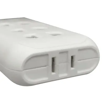 Royu 4 Gang Universal Outlet + 2 Flat Pin Outlet Adapter 10A White