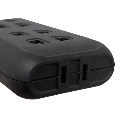 Royu 4 Gang Universal Outlet + 2 Flat Pin Outlet Adapter 10A Black
