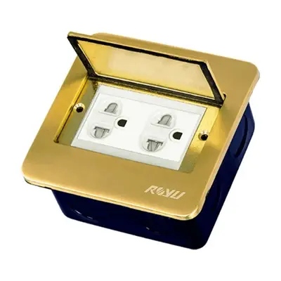 Royu Wide Series Square Floor Receptacle with Duplex Universal Outlet Bronze 15A