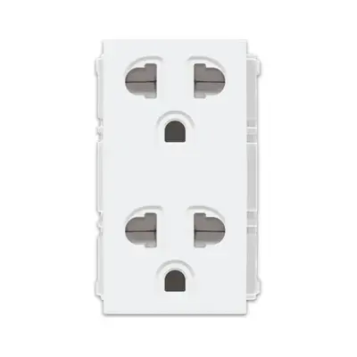 Royu Wide Series Duplex Universal Outlet with Ground & Shutter 15A White