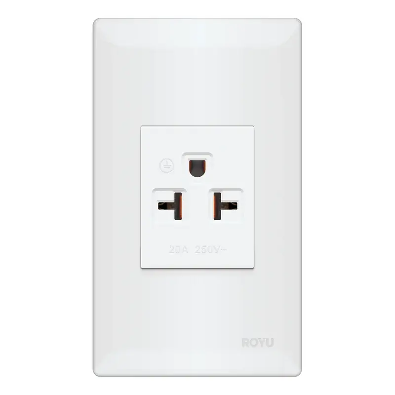 Royu Super Wide 1 Gang Tandem Aircon Outlet Set 20A White