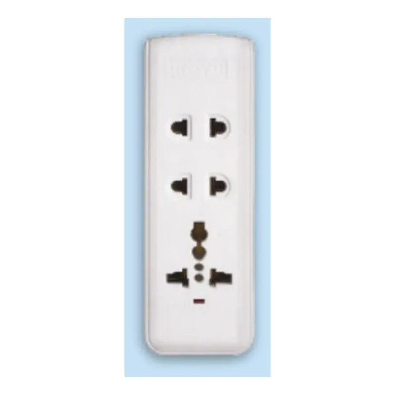 Royu Surface Outlet 2 Universal + 1 International + 1 Flat Pin with Light Indicator 10A White