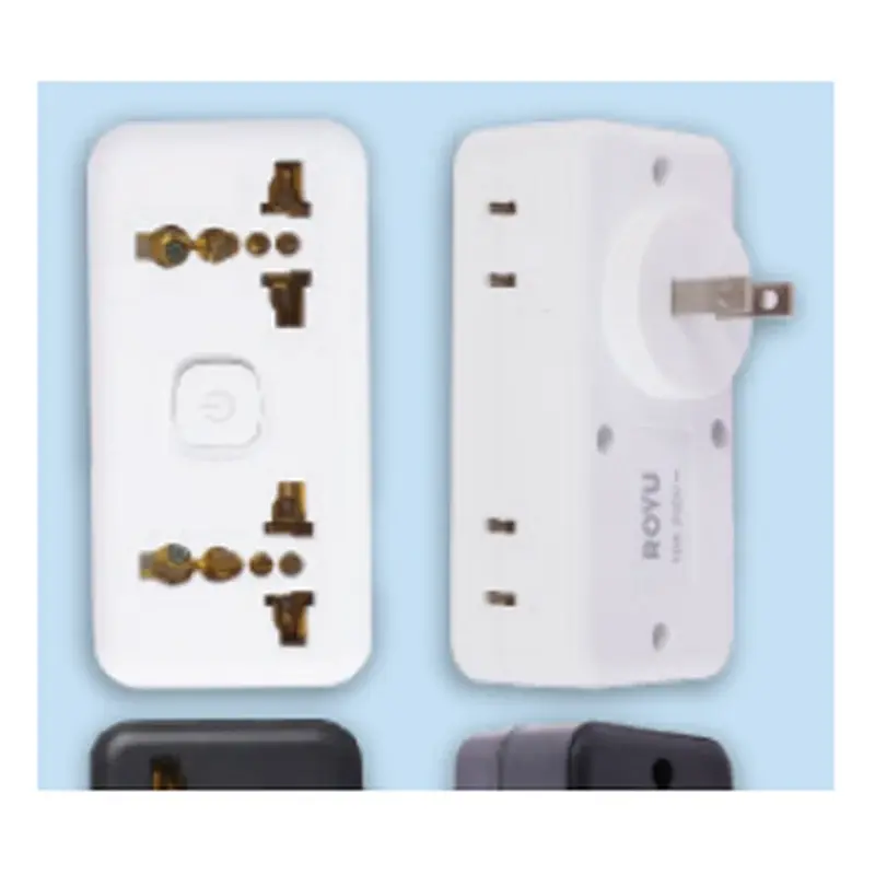 Royu Universal Adapter 2 International + 2 Flat Pin Outlets with Push Button Switch 10A White