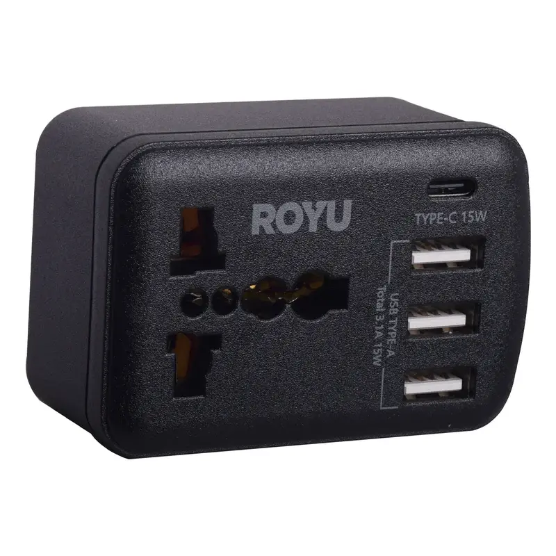 Royu Universal Adapter International Outlet + 4 USB Ports 10A White