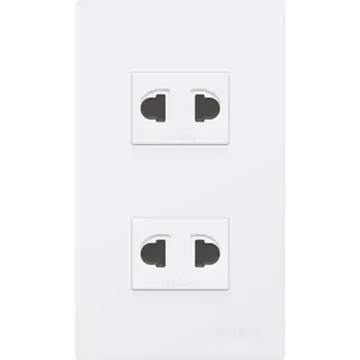 Royu Wide Series 2 Gang Universal Outlet Set 15A White