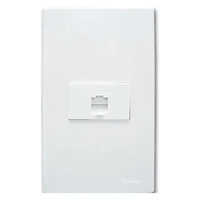 Royu Wide Series 1 Gang Telephone Modular Jack Set White